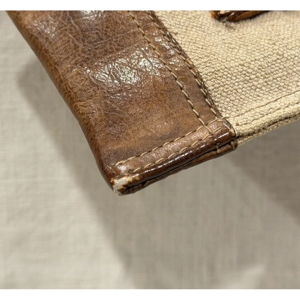 Vintage 80s Banana Republic Safari Linen & Leather Travel Pouch Strap Italy